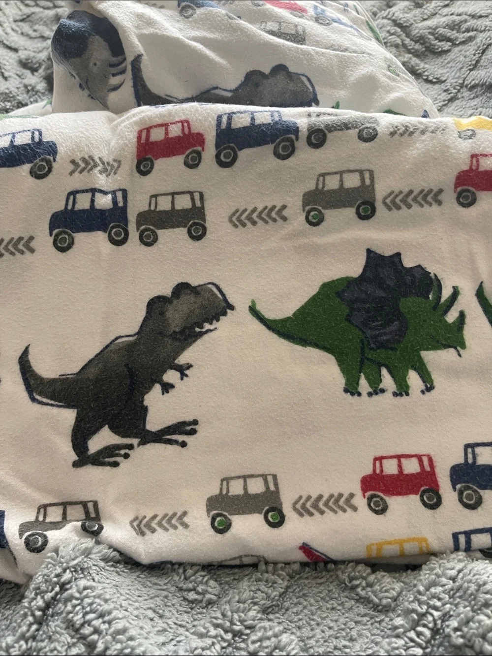 Pottery Barn Kids Dino Safari Flannel Sheets Full Size Set 100% organic cotton